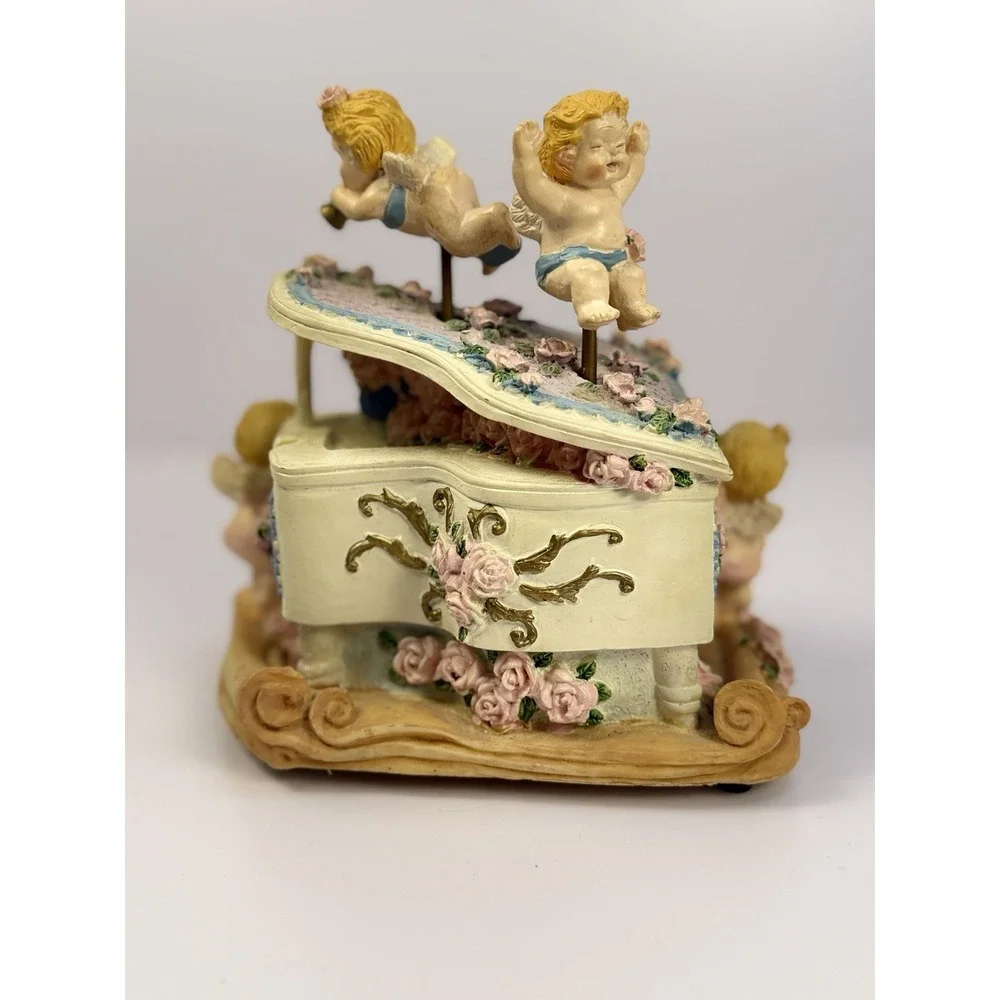 Animated Music Box - Angel Cherubs Piano - Musical Figurine - 